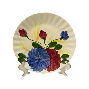 Blue Ridge Southern Potteries Hand Painted Floral Plate – Scalloped Edge – USA